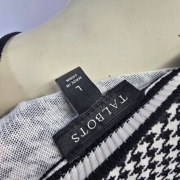 Talbots Black and White Houndstooth Cardigan Sweater R12 - Picture 5 of 5